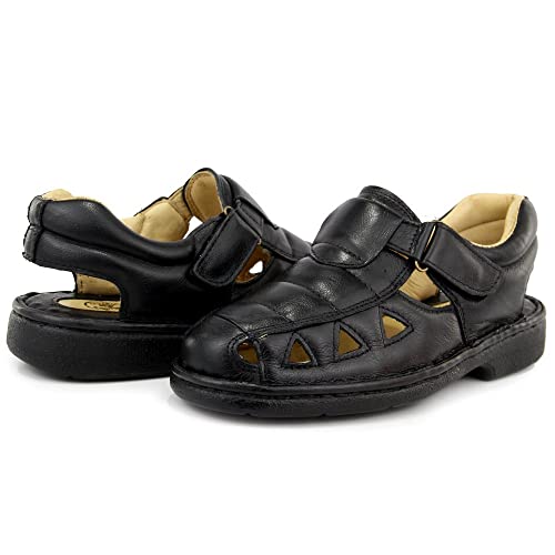 Sandalia Masculina Anti Stress de Couro Palmilha Conforto Preto Cor:Preto;Tamanho:42;Gênero:Masculin