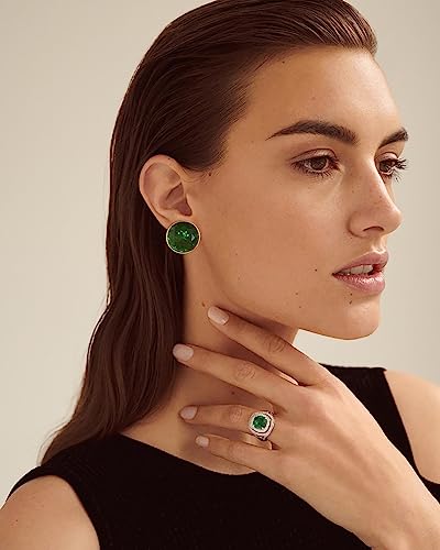 Innerdiva EH21342B Emerald Green Earrings Round Clip thumb #1