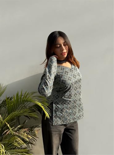 Image of ANNI Designer Cotton Short Kurti for Women | Stylish Kurti | Short Kurti Top | Casual Kurta for Women | Comfortable Cotton Kurtis for Womens