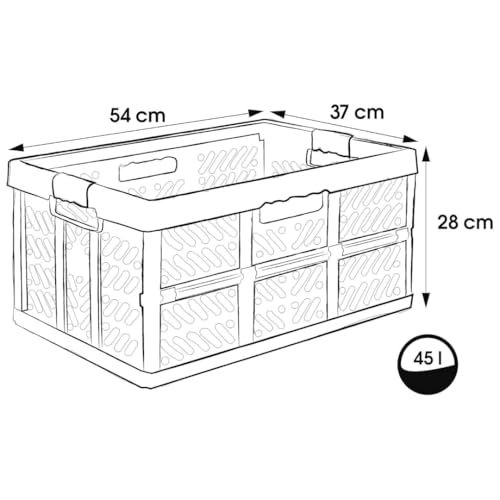 SomosTrade Klappbox 45L | Graphit - Rot | 54 x 28 x 37cm | mit Soft Touch Griffen | stabile Klappbox | Perfekte Aufbewahrung | (2 Klappbox - Graphit Rot)