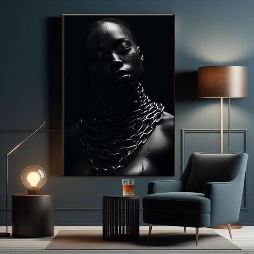 Decoration murale africaine unique avec le tableau sur toile Femme noire YUSUZHU 50 x 75 cm