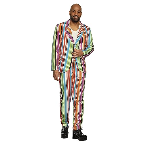 Costume Mr Groovy Boland avec veste et pantalon rétro à rayures colorées