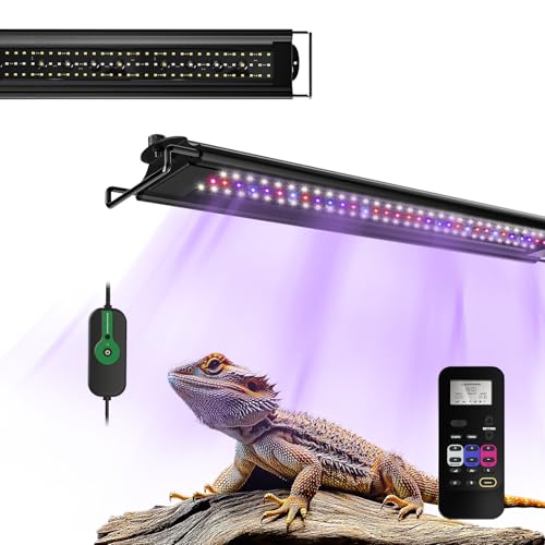 LuminPacific 20W LED UVB Strip Lights for Reptiles, Dimming UVB UVA Reptile Lamp, LCD Remote Control with 24/7 Timer, Multiple Modes for Bearded Dragon Leopard Gecko Tortoise Frog Snake Plant