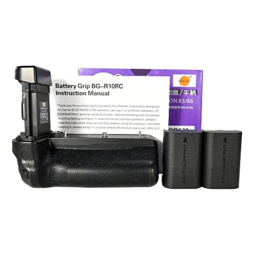 DSTE BG-R10 Vertical Battery Grip Compatible with Canon EOS R5, R5C, R6 Camera + 2pcs LP-E6N Battery