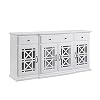 Walker Edison Ronne 4 Door Sideboard with Fretwork Detail 60 Inch White