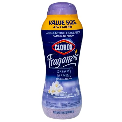 Image of Clorox Fraganzia Laundry Scent Booster Crystals, In-Wash Fragrance Beads for Fresh-Smelling Clothes & Linens, Safe for All Fabrics & Colors, Easy-Pour Bottle, Dreamy Jasmine Scent, 70 Oz