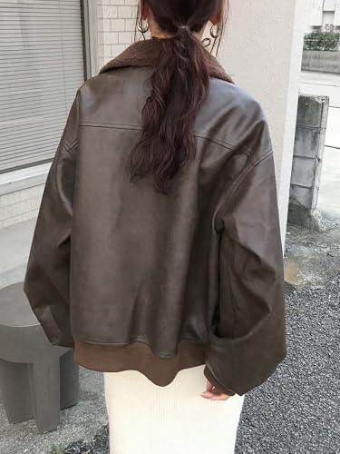 Chic Brown Womens Casual Coat: The Perfect X-Large Fall and Winter Jacket with Pockets - Image 2