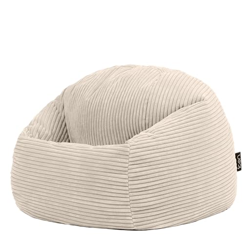 icon Kingston Kids Bean Bag, Corduroy, Beige, Kids Bean Bag Chair with Filling Included for Girls and Boys, Childrens Chair, Beanbags for Children, Playroom Décor, Bedroom Accessories