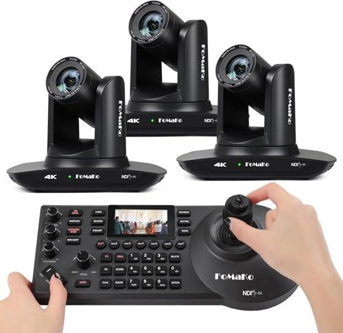 Image of FoMaKo 4K 20X PTZ Camera HDMI with NDI and AI Auto-Tracking PTZ Camera,for Church Worship Education Conference Events,NDI 6 & NDI HX3 Certified(K20UHx3+KC608 Pro) BK20UH3