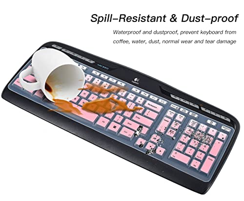 Casebuy Keyboard Cover Skin For Logitech Mk335 Wireless Keyboard, Logitech Mk320 K330 Wireless Desktop Keyboard Protector, Logitech Keyboard Cover Mk335 Mk320 K330, Ombre Pink #TOP4