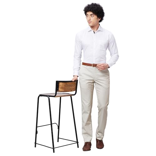 Image of Park Avenue Men's Mid Rise Polyviscose Blend Stripe Pattern Smart Fit Flat Front Formal Trouser