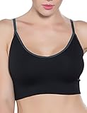 Welcos Women Wirefree Sports Push Up Support Bras Removable Padded Low Back Black M
