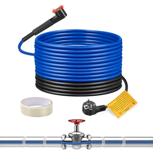 Ci-Fotto Cavo Riscaldante Antigelo per Tubi,Cavo Scaldante Autoregolante(10M,15W/M)Termostato Integrato per Proteggere Tubature dell'acqua,Tubature Domestiche in Metallo/Plastica,Scarichi e Lavandini