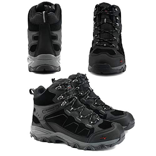 NORTIV 8 Men's Waterproof Hiking Boots Outdoor Mid Trekking Backpacking Mountaineering Shoes Black Size 9 US JS19004M - Image 7