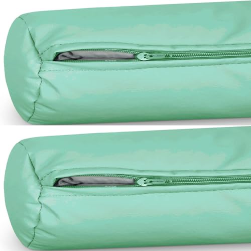 2PCS Outdoor Neck Roll Pillow Cover Waterproof Case Only - Cervical Pillow Covers with Zipper Cylinder Soft Bolster Pillow Cases