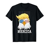Merica Bald Eagle 4th of July Trump American Flag Funny Gift T-Shirt