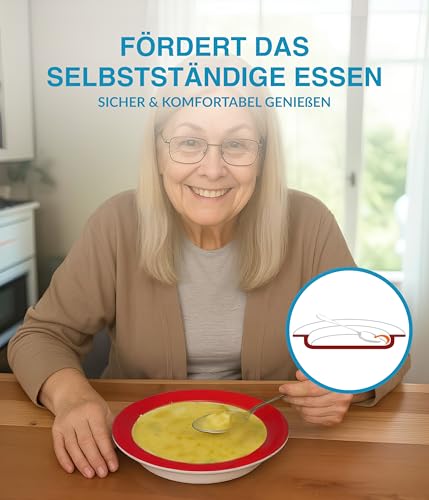 Assiette creuse rouge pour simplifier le repas des seniors à table - 3
