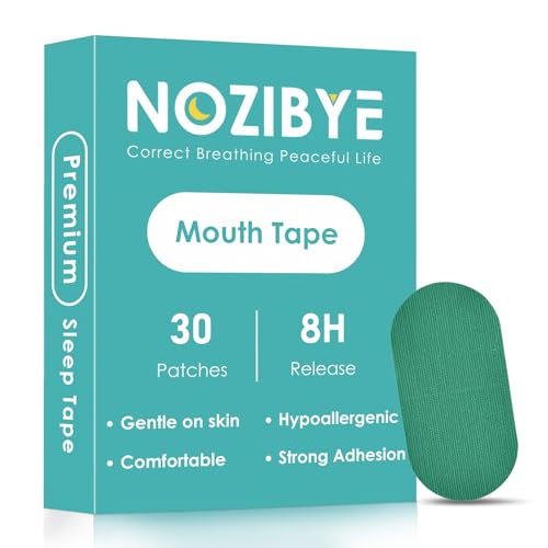 NOZIBYE いびき防止テープ 口閉じテープ 肌にやさしい 口呼吸予防 鼻呼吸促進 口テープ（ブルーグリーン, 30枚）
