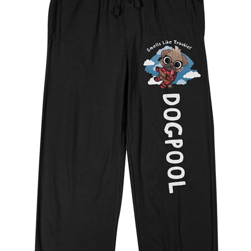 Bioworld Deadpool Dogpool Smells Like Trouble Men's Black Sleep Pajama Pants2