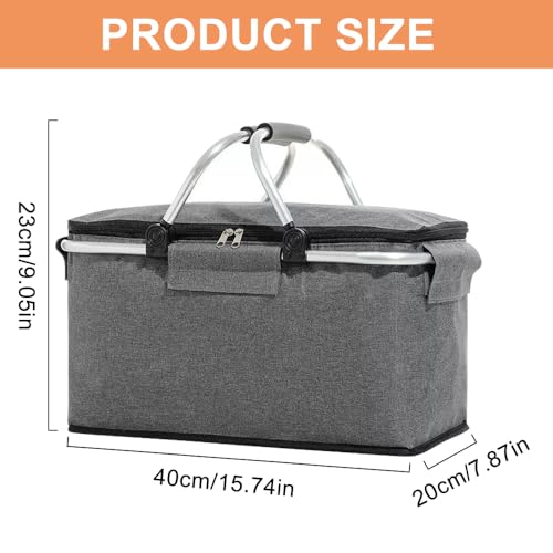 YANGUN Einkaufskorb Kühltasche, Kühlkorb Faltbar, Picknickkorb Groß, Leicht klappbar & kompakt, mit Griff Lunchtasche Thermo Tasche für Büro Camping Picknick Reisen Einkaufen