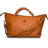 NHL Columbus Blue Jackets Pangea Tan Leather Top Zip Travel Bag