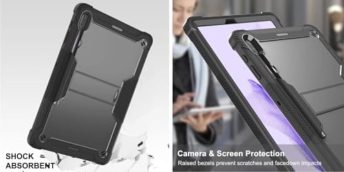 Image of WHITBULL Dual Layer Heavy Duty Shockproof Cases Covers with Built-in Stand Compatible with Samsung Galaxy Tab S9 (11 inch) / Tab S9 FE /Tab S10 Lite /Tab S10 FE 10.9 inch (Black)