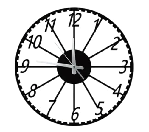 Image of The Art of Ingenuity Designer Stylish Metal Analog Wall Clock for Living Room, Antique, Big Size (Style-14, 60CM), Black