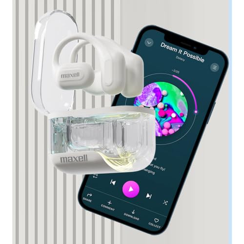 Image of Maxell OWS Pro Open-Ear Bluetooth Earhooks, Vibrant Colors | Open-ear design lets you hear your surroundings - 18 hours playtime with charging case, secure comfort fit