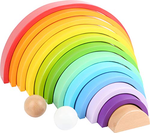 Small Foot- Blocs en Bois XL, Arc-en-Ciel de 12 pièces avec 2 Boules pour l'école Maternelle, pour Le développement Jouets, 11412, Multicolore