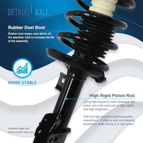 Image of Detroit Axle - 6pc Front Struts Kit for 2004-2012 Chevy Malibu Pontiac G6 Saturn Aura, 2005 2006 2007 2008 2009 2010 2011 Struts with Coil Spring Sway Bar Ends Outer Tie Rods Suspension