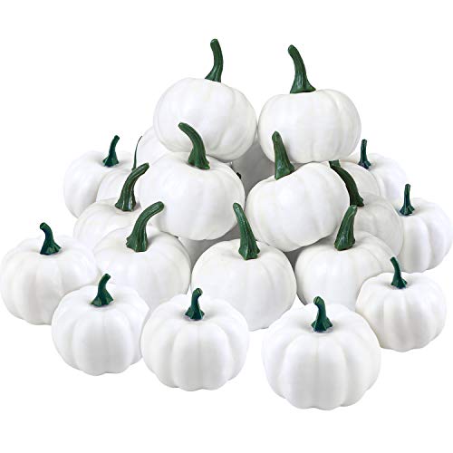 Elcoho 30 Pack Small Artificial Lifelike Pumpkin Fall Harvest Mini Pumpkins for Home Garden, Fall Harvest Decor, Thanksgiving or Halloween Decoration