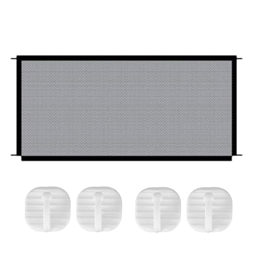 KEMUZ 5 Pezzi Barriere Per Scale Per Bambini, Barriera Di Sicurezza Senza Fori, Barriera Per Gatti, Barriere Di Sicurezza Per Scale Con 4 Ganci Adesivi Per Interni Ed Esterni (110 X 72 Cm)