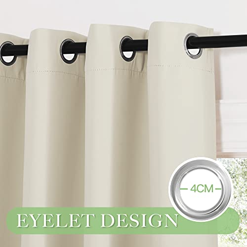 KGORGE Wohnzimmer Verdunklungsvorhänge Beige Gardinen Blickdicht Thermovorhang Hitzeschutz 2er Set 245 x 140 cm(HxB) Wärmeisolierende Vorhänge mit Ösen Blackout Curtains, Hellbeige