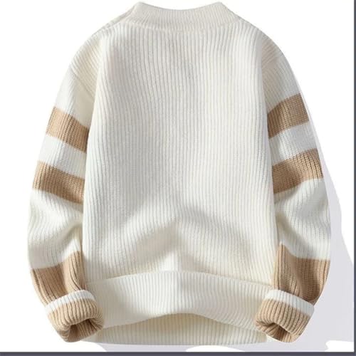 Men's Stand-Up Collar Splicing Thickened Sweater Long-Sleeved Casual Pullover Knitted Top3