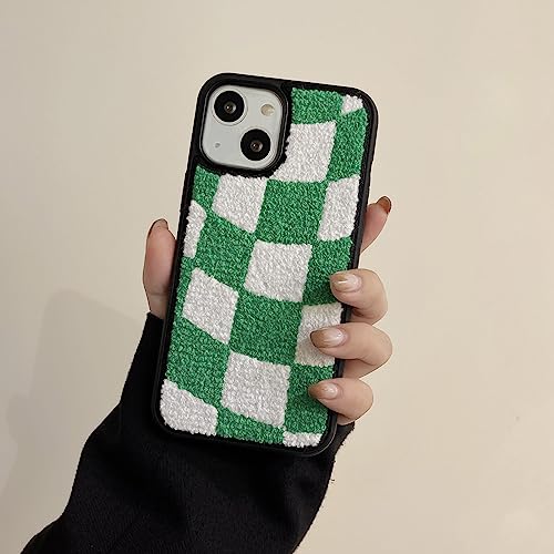 Coque iPhone 13 en TPU souple et fin motif damier vert doux
