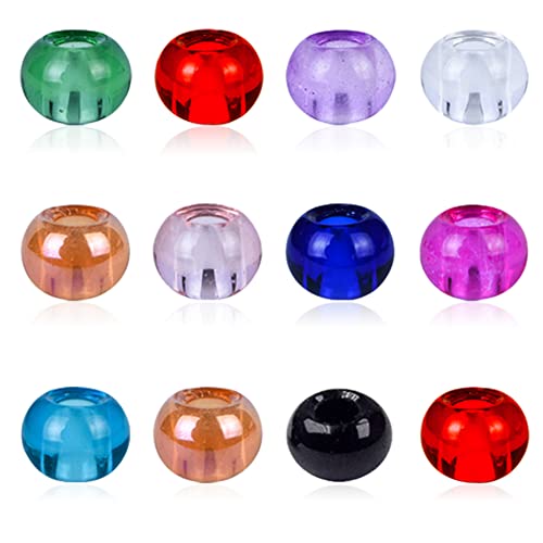 AIPRIDY 10x15mm Murano Large Hole Glass Beads with Silver Brass Cores European Style Beads for DIY Jewelry Making (100 Mixed No Core Lampwork Beads)