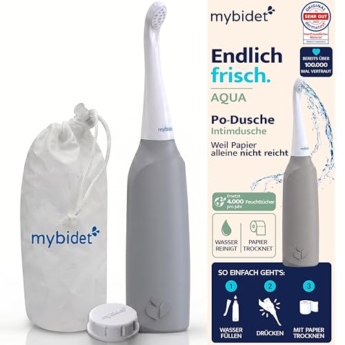 MyBidet Po Dusche Intimdusche spart 4000 Feuchttücher | 0% Chemie 100% Wasser Für zu Hause & mobiles bidet und reise bidet für unterwegs mobile Dusche