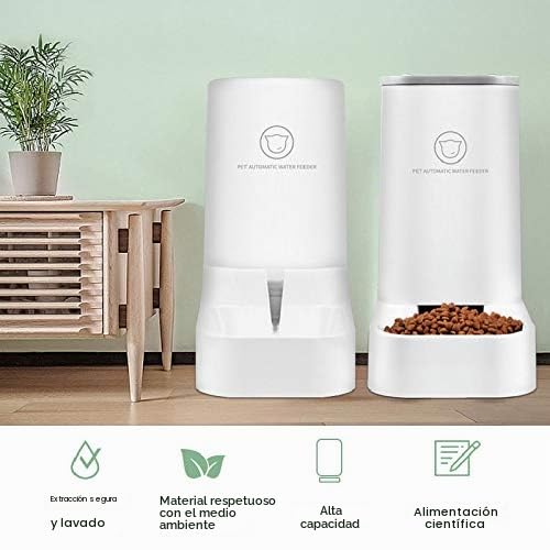 Dispensador de Alimentos/Agua Fuente Automática- 3.8X Piezas- Alimentación para Perros/Gato/Accesorios Cuenco para Animales Domésticos BPA Free