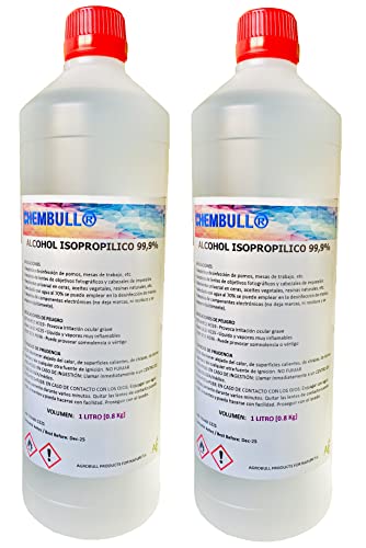 Alcohol Isopropílico 99,9% Pureza | 2 Litros | Limpieza componentes electrónicos, pantallas y lentes. Desinfección de superficies