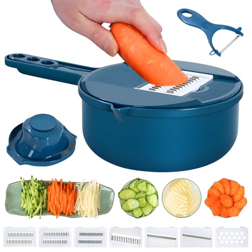 Mandolina Affettatrice Multifunzione - Tritatutto per Verdure, Alimenti, Cipolle con Contenitore