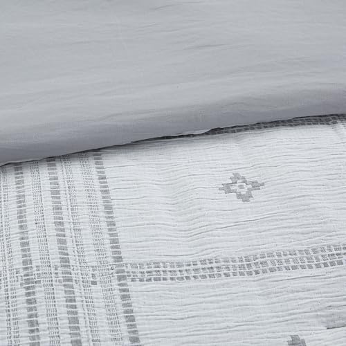 Image of Modern Threads 5-Piece Jacquard Comforter Set, Elena Queen in Grey - Elegant Comforter, 2 Pillow Shams, and 2 Decorative Pillows