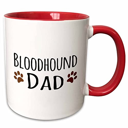 3dRose Bloodhound Dog Dad - Doggie by breed - brown 15oz Two-Tone Red Mug