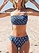 CUPSHE Bikini Set for Women Two Piece Swimsuit Bandeau Top Back Tie Paisley Print Mid Waisted Bottom with Removable Shoulder Straps Steel Blue