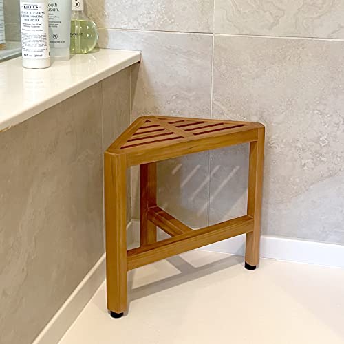 Spateak Asta Biro Solid Teak Shower/Bath/Spa Corner Foot Stool, Bath Corner Side Table, Fully Assembled, Collection, Tb-008 #TOP2