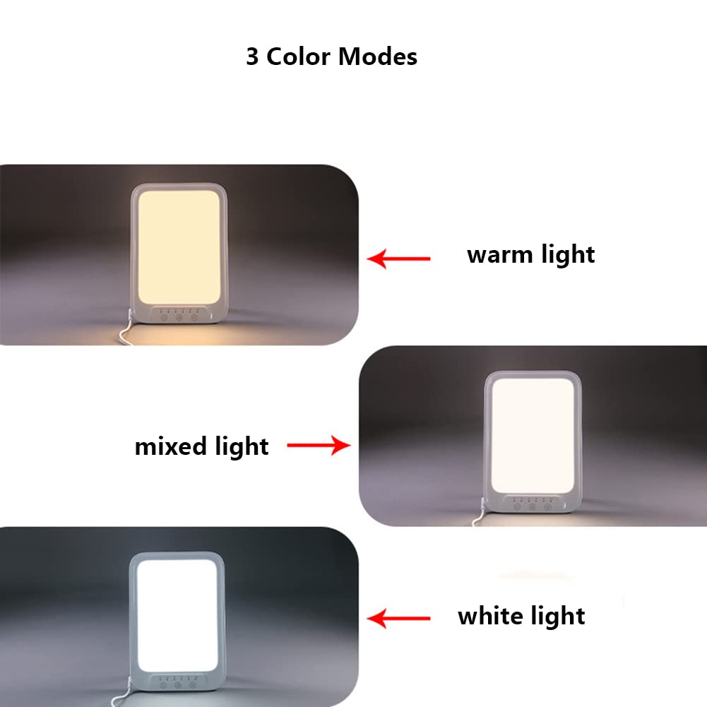 Lampe SAD, 44100Lux Lampe De Luminothérapie, Avec 3 Modes De Couleur & 2912K-6345K, 5 Niveaux De Luminosité, 6 Fonction De Minuterie, Contrôle Tactile Support Pliant,Blanc