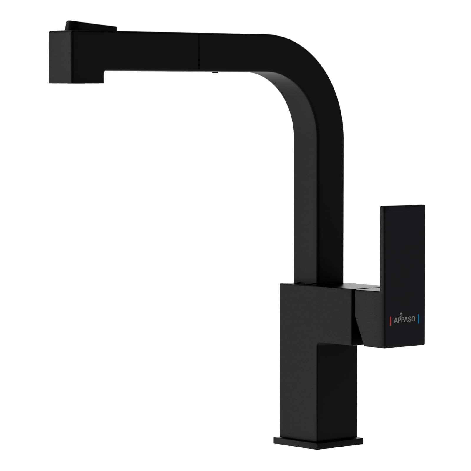 APPASO Wasserhahn Küche Schwarz, Hochdruck Küchenarmatur mit Brause, Mischbatterie Küche mit 2 Strahlarten, Spültischarmatur für Küche
