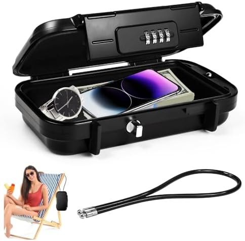 Caja Fuerte Pequeña, Cajas Fuertes Portátil con Cable de Acero ex...