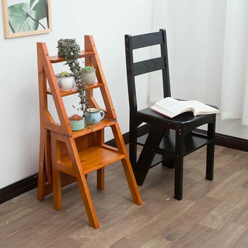 Taburete de madera escalera silla plegable CNPRAZ para hogar y biblioteca 5