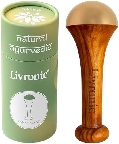 Livronic® Kansa Wand for Foot Massage with Teak Wood Handle | 4.5 cm Bronze Kansa Vati Face & Foot Massager | Kasa Kasya Wati/Kashyachi Swakansa Vati for Detox, Relaxation & Body Wellness (Pack of 1)