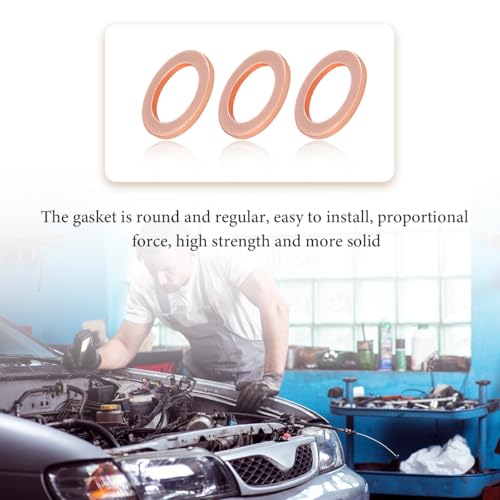 Image of 10 PCS Oil Drain Plug Gasket, 14mm Copper Engine Oil Crush Washers OEM PN Part 007603-014106, Automotive Sealing Drain Plug Gaskets Seals Kit Replacement, Car Accessories